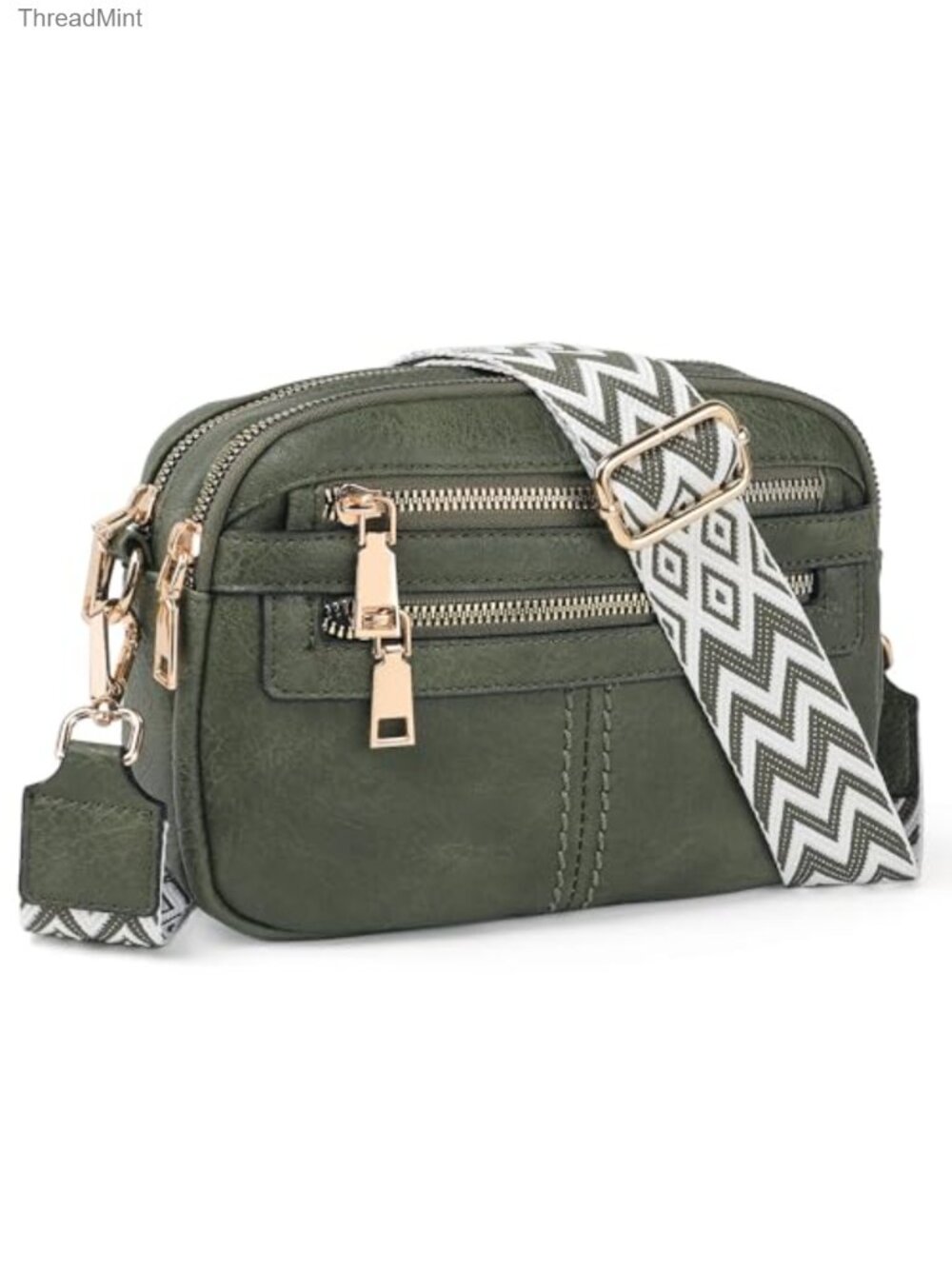 Vegan Leather Crossbody Bag with 6 Pockets, Adjustable Strap, Travel Purse